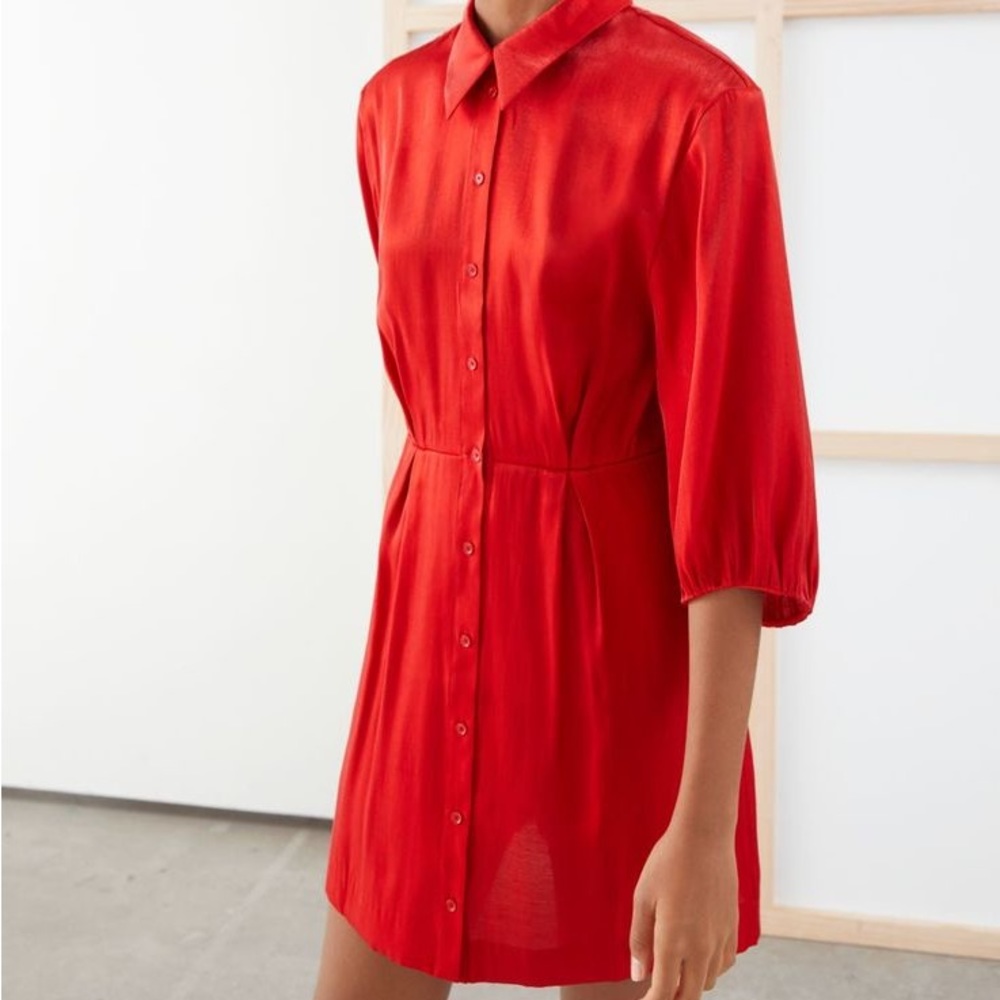 NWT Stockholm Atelier Balloon Sleeve Viscose Mini Shirt Dress, 4